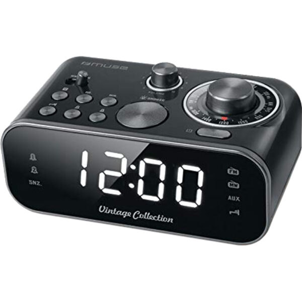 Radio cu ceas Muse M-18 CRB Vintage Collection, Dual Alarm, Aux-in, Negru - Cod produs: 133424