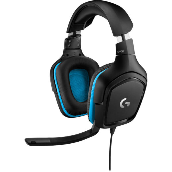 Casti gaming cu microfon Logitech G432, 7.1 Surround, Negru/Albastru - Cod produs: 134323