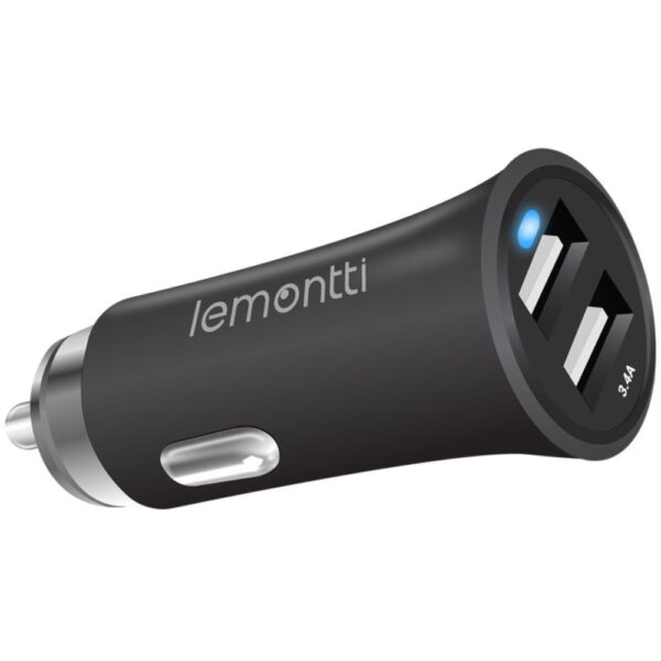 Incarcator auto Lemontti LIA2UN3A, 2x USB, 3.4 A, Negru - Cod produs: 135933