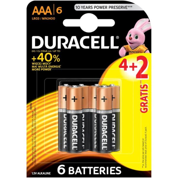 Baterii Duracell Basic AAA, 4+2 buc - Cod produs: 138348