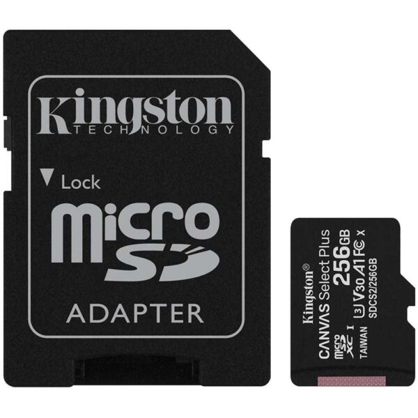 Card de memorie Kingston MicroSD, Canvas Select Plus, 256GB, Class 10, Adaptor - Cod produs: 143184