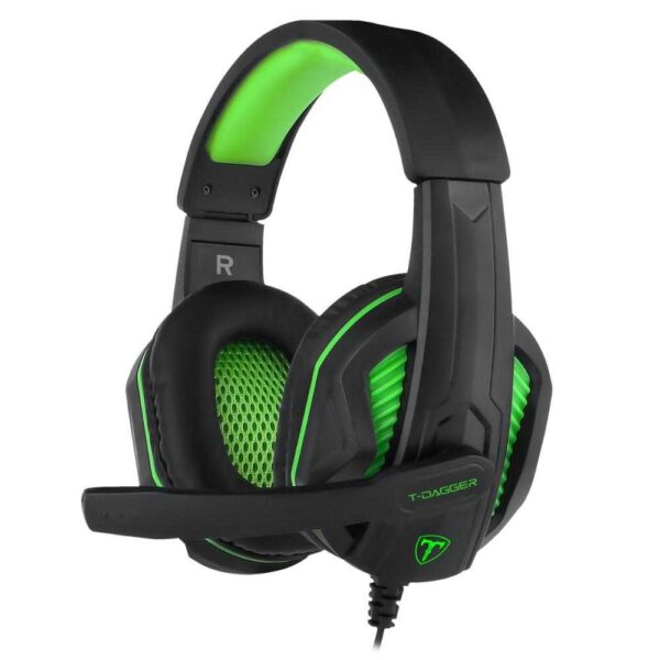 Casti gaming cu microfon T-Dagger Cook, Negru/Verde - Cod produs: 144263