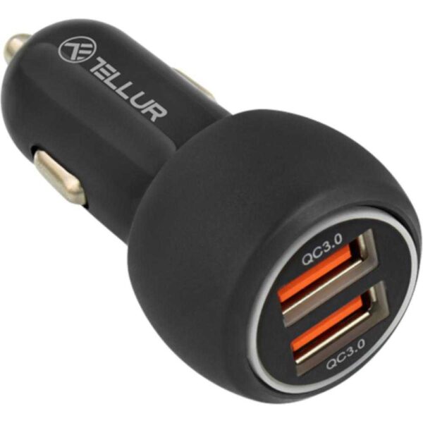 Incarcator auto Tellur TLL151261, 2x USB, QuickCharge 3.0, Negru - Cod produs: 144305
