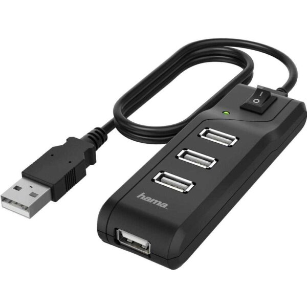 Hub USB Hama 200118, 4 porturi, USB 2.0, Negru - Cod produs: 146072