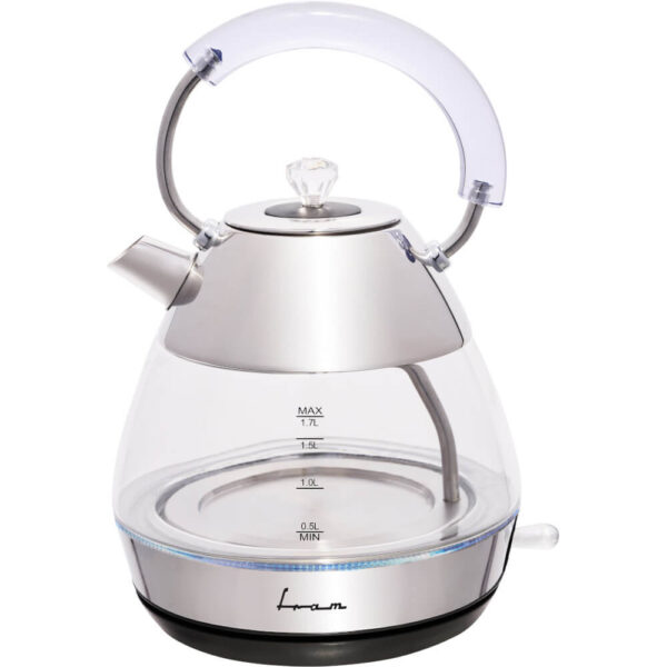 Fierbator electric FRAM FEK-2200GX, 2200 W, Capacitate 1.7 L, Corp din sticla, Alb/Inox - Cod produs: 148865