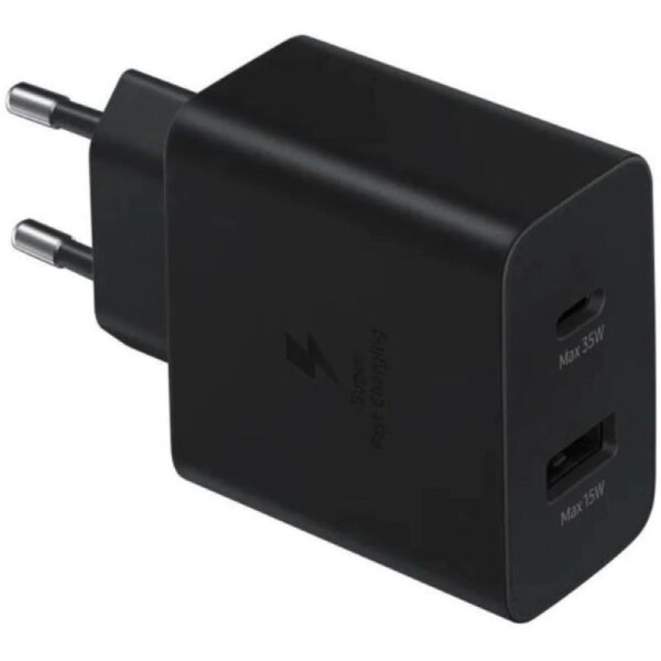 Incarcator retea Samsung EP-TA220NBEGEU, 2x USB, USB/ USB-Type C, 35W,  Super Fast Charging, Negru - Cod produs: 148968