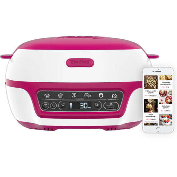 Aparat pentru deserturi si produse de patisserie Tefal Cake Factory Delices KD810112, 1100 W, Alb/Roz - Cod produs: 149032