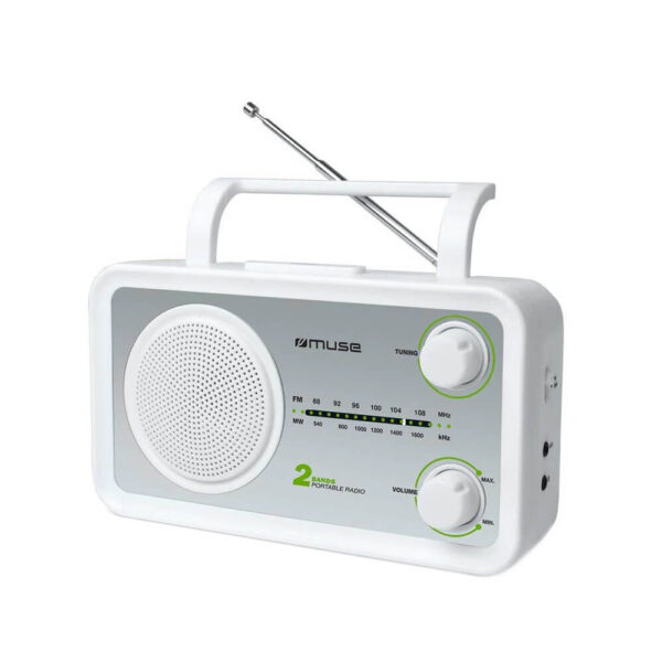 Radio portabil MUSE M-06 SW, 2 benzi FM/MW, AUX in, Iesire Jack 3.5 mm, Alb - Cod produs: 149399