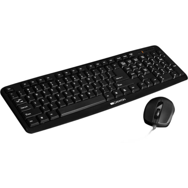 Set tastatura si mouse cu fir Canyon CNE-CSET1-UK/US, Senzor optic, 800 DPI, Negru - Cod produs: 149458