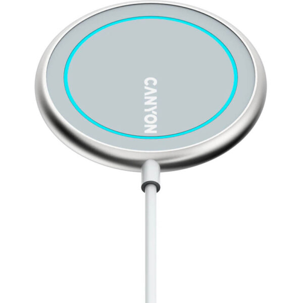 Incarcator wireless Canyon CNS-WCS100, USB-C, Incarcare rapida, Argintiu - Cod produs: 149464