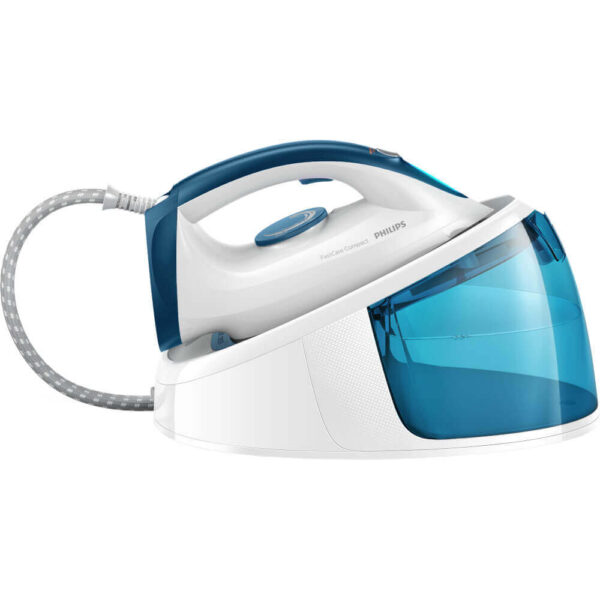 Statie de calcat cu abur Philips GC6722/20, 2400 W, 1.5 L, 5.2 bar, Abur 300 g/min, Talpa ceramica, Sistem Smart Calc Clean, Alb/Albastru - Cod produs: 150477