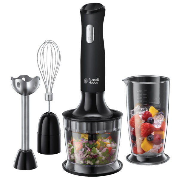 Mixer vertical Russell Hobbs Matte Black 3 in 1 24702-56, 500 W, 0.7 L, Mini tocator, Tel, Viteza variabila, Negru - Cod produs: 151505