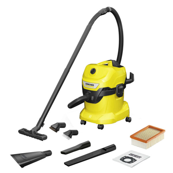 Aspirator umed/uscat Karcher WD 4 V-20/6/22 1.628-208.0, 1000 W, 20 L, Maner detasabil, Accesorii pentru curatare interior auto, Galben - Cod produs: 151796