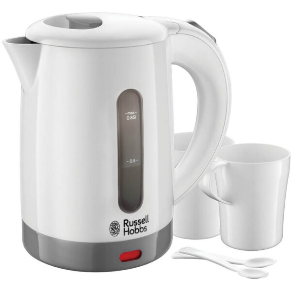 Fierbator Russell Hobbs Travel 23840-70, 1000 W, 0.85 l, 2 cesti, 2 lingurite, Alb/Gri - Cod produs: 129361