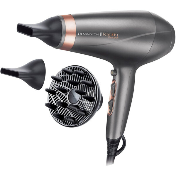 Uscator de par Remington Keratin Protect AC8820, 2200 W, 2 viteze, 3 trepte temperatura, Argintiu - Cod produs: 123614