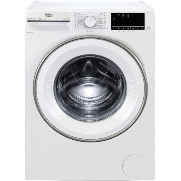 Masina de spalat rufe Beko B3WFU7843WB, 1400 RPM, 8 kg, Motor ProSmart Inverter, HomeWhiz, Bluetooth, SteamCure, AddXtra, Silent Tech, Recycled Tub, Clasa C - Cod produs: 151201