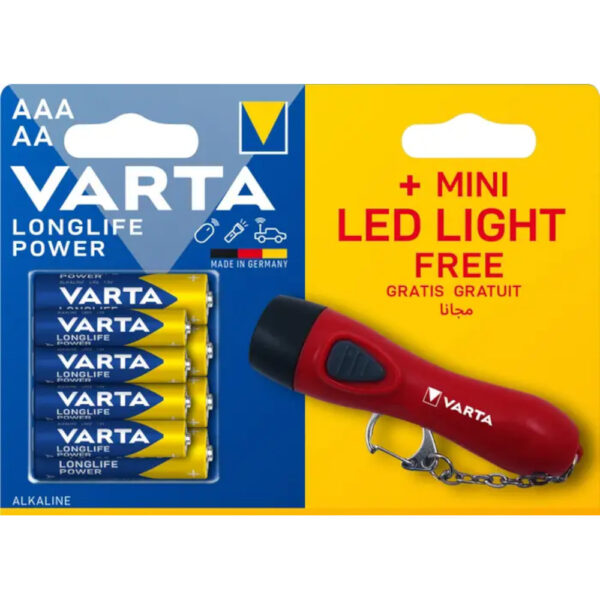 Baterii Varta Longlife Power, 4 buc AA, 4 buc AAA, Laterna Breloc - Cod produs: 152367