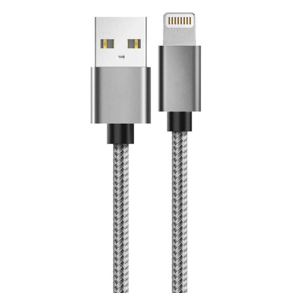 Cablu de date Lemontti Textil, USB, compatibil iPhone, Gri - Cod produs: 125873