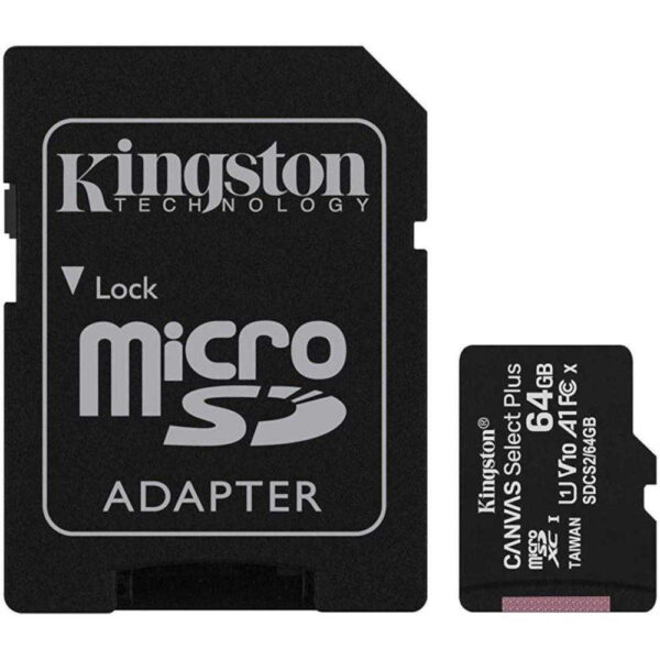 Card de memorie Kingston MicroSD, Canvas Select Plus, 64GB, Class 10, Adaptor - Cod produs: 140686