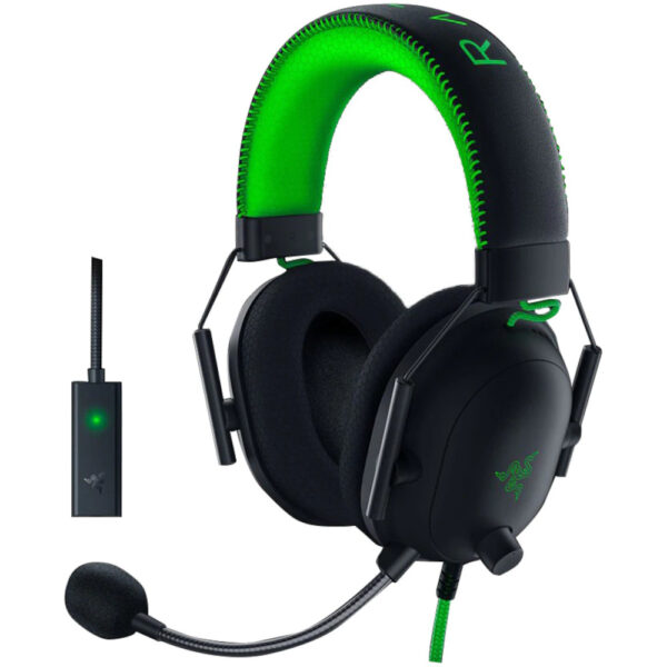 Casti gaming cu microfon Razer BlackShark V2 SE + USB MIC ENHANCER, Multiplatforma, Negru/Verde - Cod produs: 151109