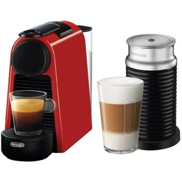 Espressor Nespresso DeLonghi Essenza Mini EN85.RAE, 1260 W, 0.6 L, 19 bar, Rosu + Aparat pentru spumare lapte Aeroccino - Cod produs: 147566