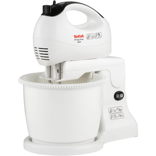 Mixer cu bol Tefal HT41313E, 450 W, 5 viteze, 2.5 l, Alb - Cod produs: 122033