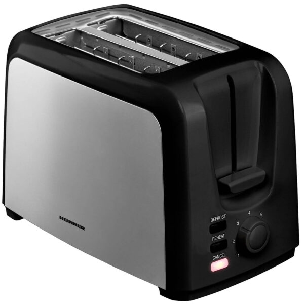 Prajitor de paine Heinner Tasty 700 HTP-700BKSS, 750 W, 2 felii, Negru/Argintiu - Cod produs: 137388