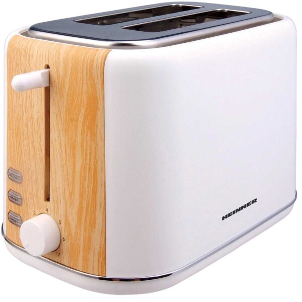 Prajitor de paine Heinner Soft Wood HTP-WH800BB, 800 W, 2 felii, Alb/Maro - Cod produs: 141651