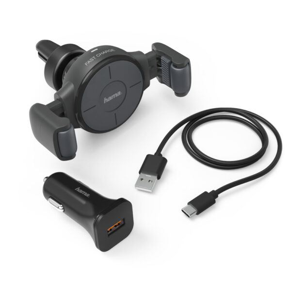 Incarcator auto Hama FC-10 Flex-Set 187241, Wireless Fast Charge, Antracit - Cod produs: 149700