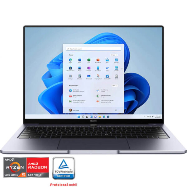 Laptop Huawei MateBook 14, 14?, 2K, AMD Ryzen 5 5500U, 16GB RAM, 512GB SSD, AMD Radeon, Windows 11, Gri - Cod produs: 152077