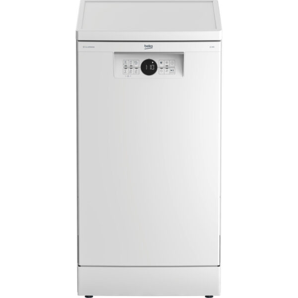 Masina de spalat vase slim Beko BDFS26020WQ, 10 seturi, 6 programe, AquaIntense, Fast+, Mini 30, Eco 50, Intensiv 70, Dozator glisant pentru detergent, Clasa E - Cod produs: 151627