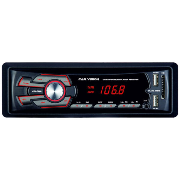 Radio MP3 Player auto Car Vision, RU-001, 4x45W, USB, SD, Aux In, iesire RCA, Iluminare Rosu - Cod produs: 151641