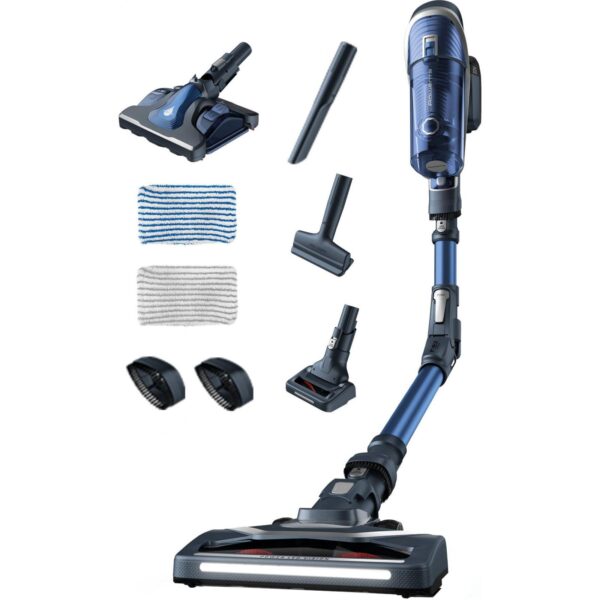 Aspirator vertical Rowenta X-Force Flex 8.60 Aqua RH9690WO, 0.55 L, 22 V, 44 W, Li-Ion, Perie Mini Electro brush, Iluminarea LED, Autonomie 35 min, 4.4 kWh/an, Albastru - Cod produs: 143027