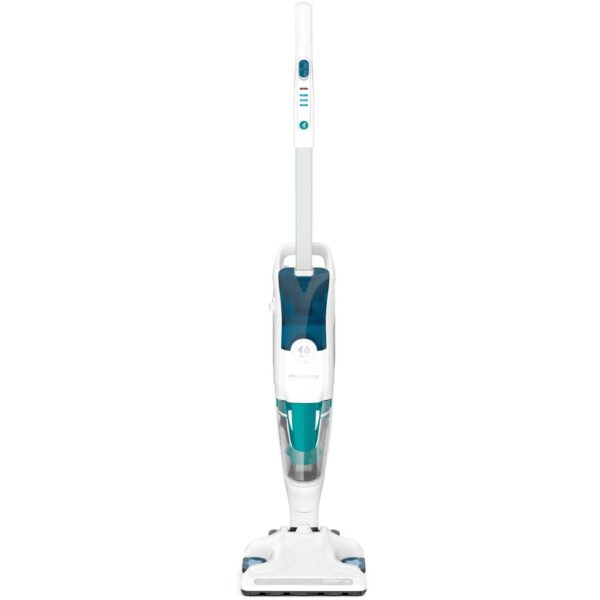 Aspirator vertical cu abur Rowenta Clean & Steam Revolution RY7777WH, 0.3 L, 1500 W, Filtru anticalcar, Accesoriu covoare, 60 kWh/an, Autonomie 30 min, Alb/Albastru - Cod produs: 142574