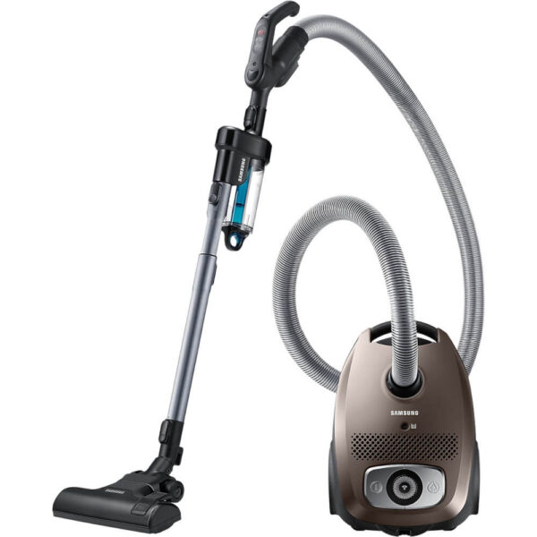 Aspirator cu sac Samsung VC079HNJGGD/OL, 750 W, 3 L, Control pe maner, Accesoriu Pet Care, Tub telescopic, Suprafata aspirare 10 m, 28  kWh/an, Negru/Maro - Cod produs: 144298