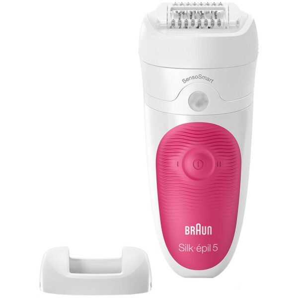 Epilator Braun SE5500 SensoSmart, 28 pensete, 2 viteze, Umed/Uscat, Alb/Roz - Cod produs: 128448