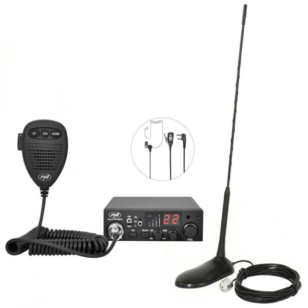 Kit Statie radio CB PNI Escort HP 8001 ASQ + Casti HS81 + Antena CB PNI Extra 45 cu magnet - Cod produs: 122313