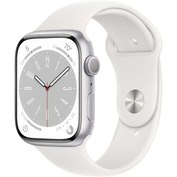 Apple Watch Series 8 GPS, 45mm, Silver Aluminium Case, White Sport Band - Cod produs: 153986