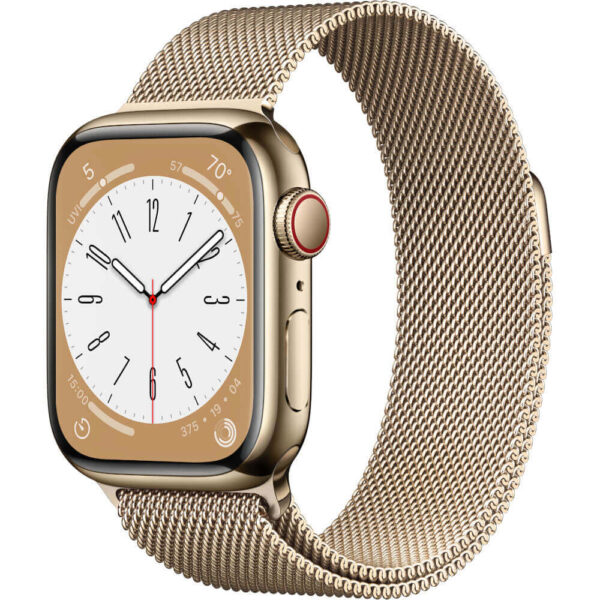 Apple Watch Series 8 GPS + Cellular, 41mm, Gold Stainless Steel Case, Gold Milanese Loop - Cod produs: 153970
