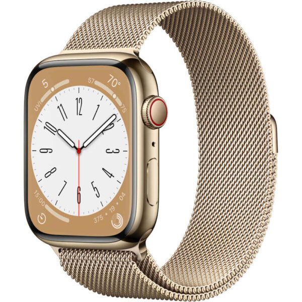 Apple Watch Series 8 GPS + Cellular, 45mm, Gold Stainless Steel Case, Gold Milanese Loop - Cod produs: 153976