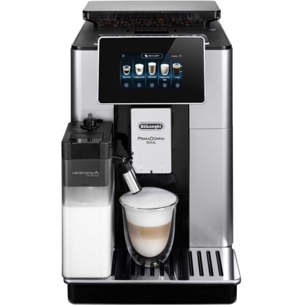 Espressor automat DeLonghi PrimaDonna Soul ECAM 610.55.SB, 1450 W, 2.2 L, 19 bar, Argintiu/Negru - Cod produs: 147016