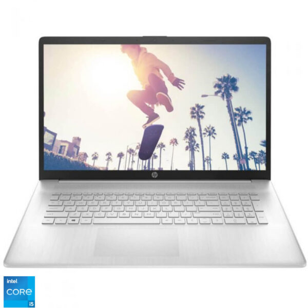 Laptop HP 17-cn0018nq, 17.3?, Full HD, Intel Core i5-1135G7, 8GB RAM, 256GB SSD, Intel Iris Xe Graphics, Windows 11 Home, Natural Silver - Cod produs: 153375