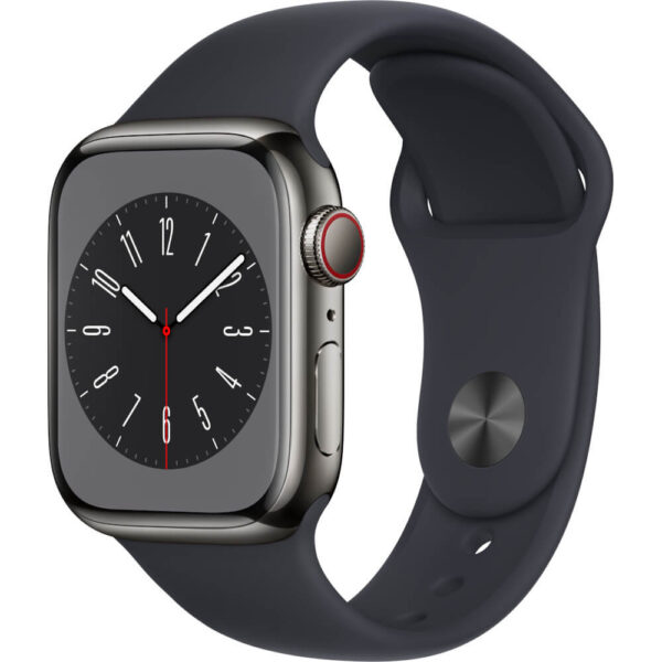 Apple Watch Series 8 GPS + Cellular, 41mm, Graphite Stainless Steel Case, Midnight Sport Band - Cod produs: 153971