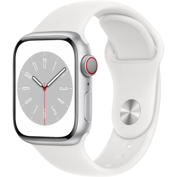 Apple Watch Series 8 GPS + Cellular, 41mm, Silver Aluminium Case, White Sport Band - Cod produs: 153962