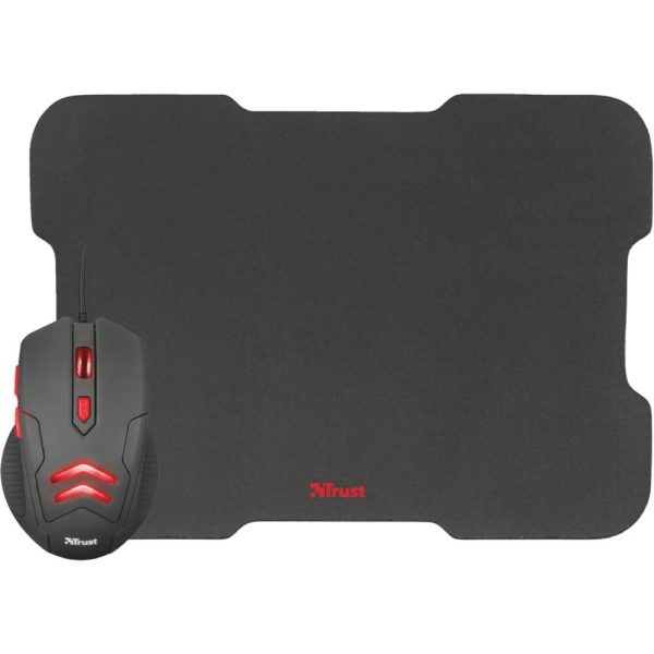 Kit mouse si mousepad gaming Trust Ziva, 3000 DPI, Negru - Cod produs: 155964