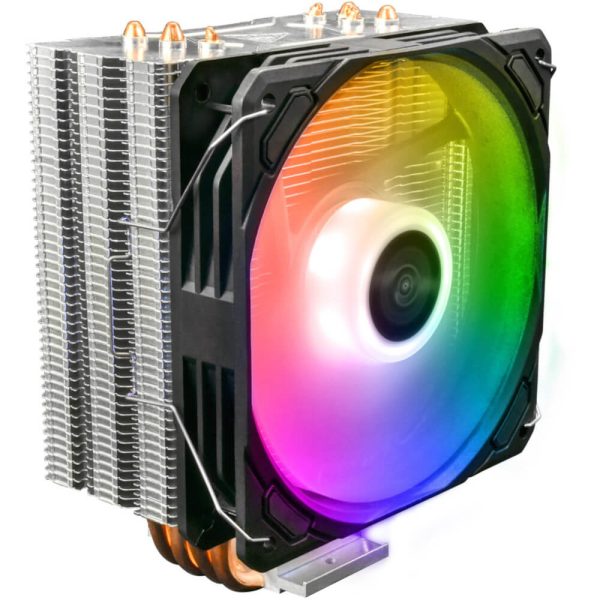 Cooler procesor Gamdias Boreas E1 410, 4 pin, Flux aer 70.2 CFM, Nivel zgomot  9 - 31 dB, Ilumninare RGB, Compatibil Intel/AMD, Negru - Cod produs: 148553