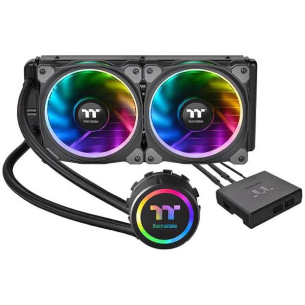 Cooler Procesor Thermaltake Floe Riing RGB 240 TT Premium Edition iluminare RGB, 2 ventilatoare Riing Plus RGB, Controller luminarea LED, Viteza pompa 3600 rpm, Negru - Cod produs: 148580