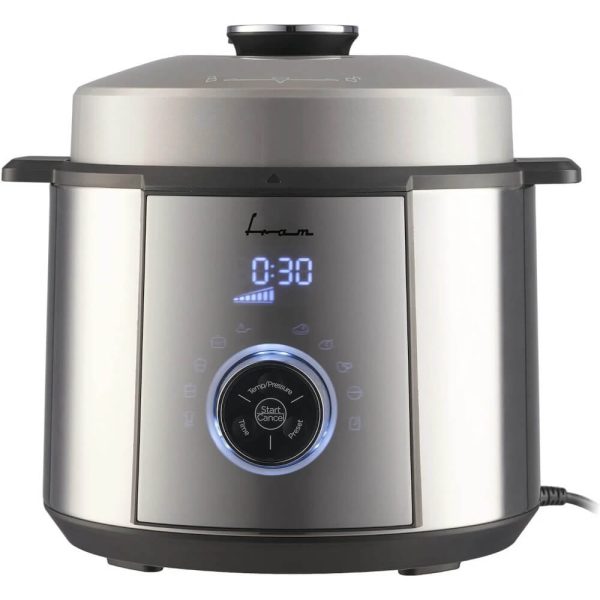 Multicooker cu gatire sub presiune FRAM FPCK-R57IX, Display LED, 3.7 L, 1100 W, 10 programe, Argintiu - Cod produs: 148830