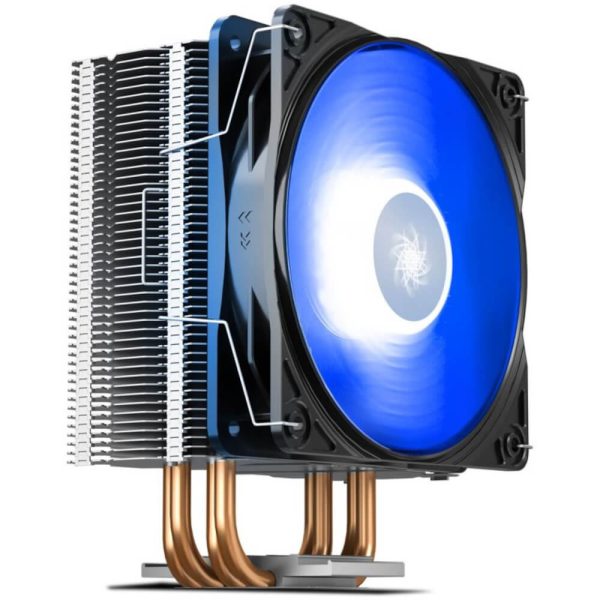 Cooler procesor Deepcool Gammaxx 400 V2, 4 heatpipe-uri, 120 mm, Flux aer 64.5 CFM, 4 pin, Iluminare albastra, Compatibil Intel/AMD, Negru/Albastru - Cod produs: 150218