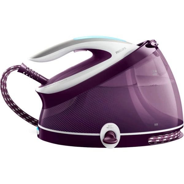 Statie de calcat Philips PerfectCare Aqua Pro GC9315/30, 2100 W, 2.5 L, 6.5 bar, Debit abur 120 g/min, Talpa T-ionicGlide, Tehnologia OptimalTemp, Oprire automata, Mov/Alb - Cod produs: 150482